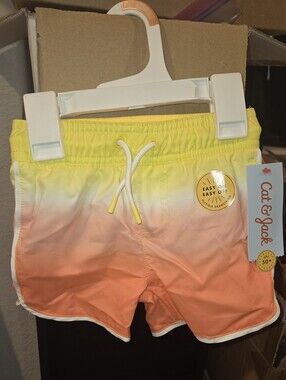 Cat & Jack Yellow to Coral Ombre Swim Shorts